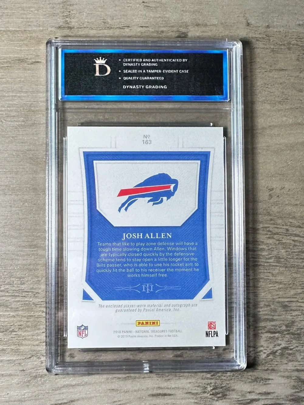Josh Allen Signed Rookie 2018 Panini #163 Patch Gem Mint 10 Novelty Card.
